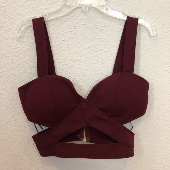 NEW Size Medium Burgundy Crop Top - Picture 1 of 2